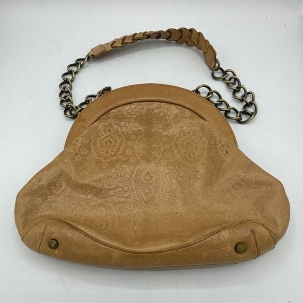 Hobo International Vintage Tan Tooled Leather Floral Embossed Shoulder Bag